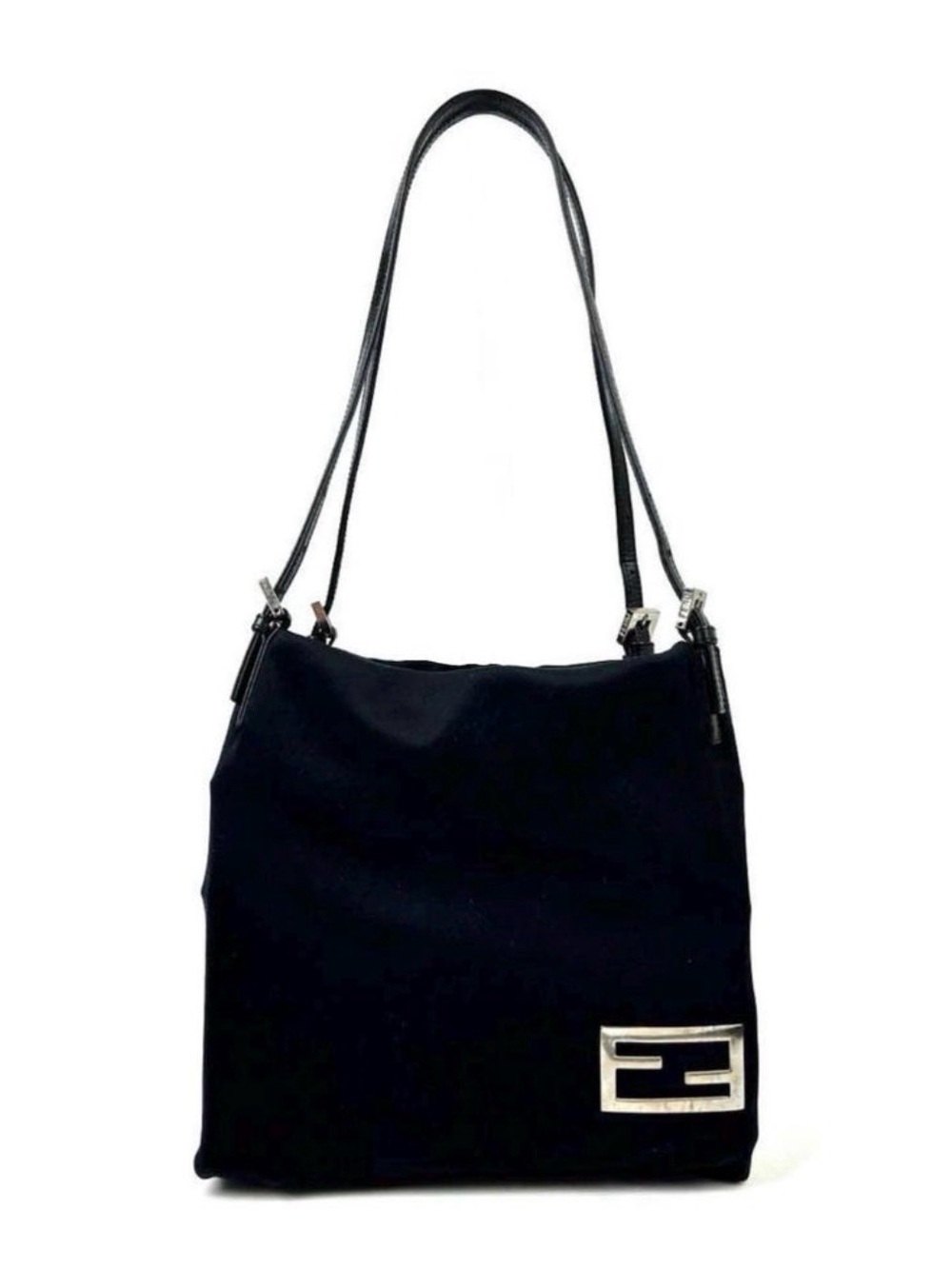 Fendi Black Shoulder Bag with Silver Zucca FF Logo